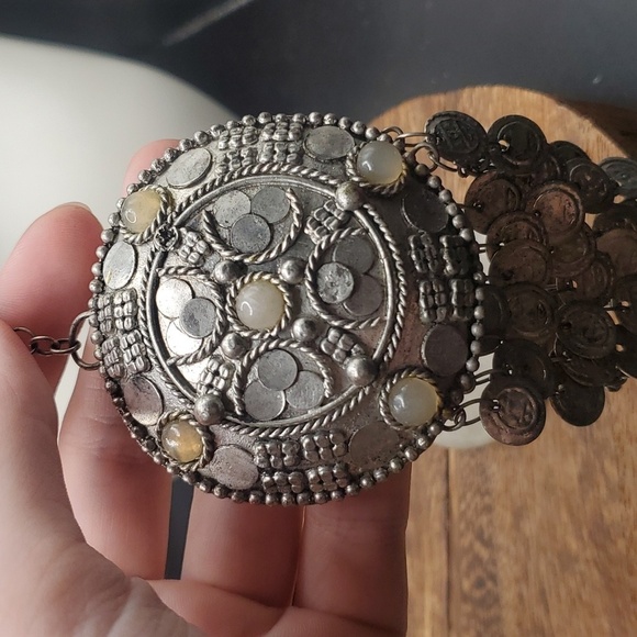 Sterling pendant large middle eastern chandelier drop collectible moonstone - Picture 3 of 3